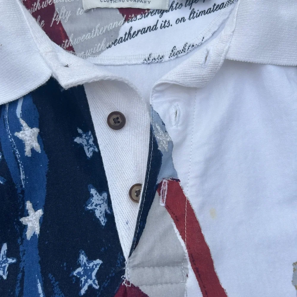 American Summer Polo Mens‎ Large All Over Print American Eagle Constitution USA - Picture 8 of 14
